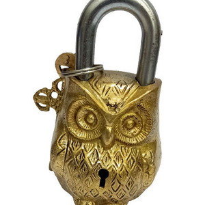 Beautiful Brass Padlocks with Two Keys Owl Shaped Design Brass Handcrafted Locks for door lock Home & Office Decor