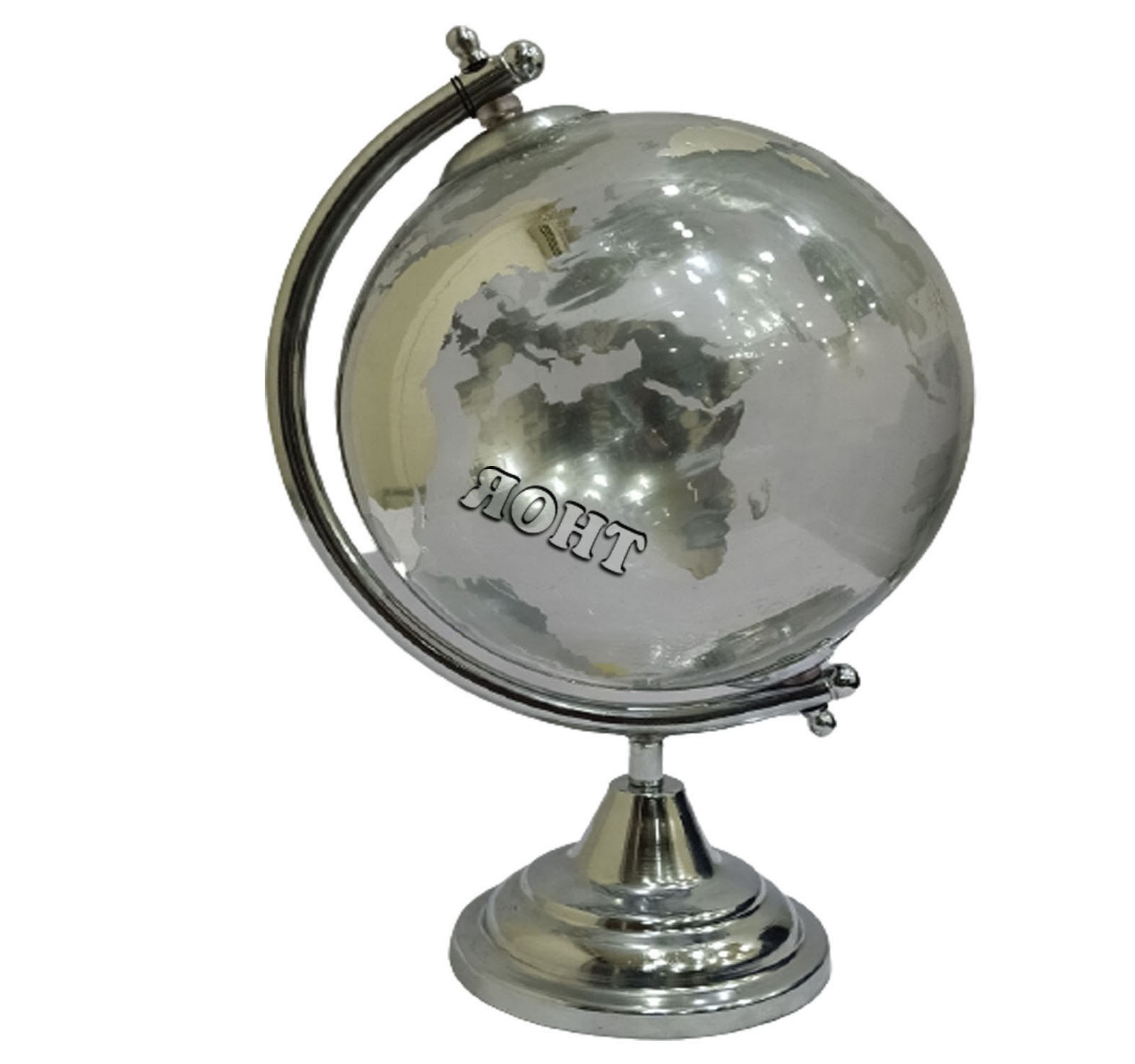 World Glass Globe Chrome Educational/Geographic/Modern Rotated World Globe School  Decoration - Stainless Steel Desktop Globe