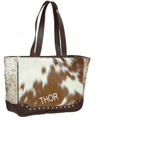 Handbag in brown white cowhide hair bag with Buff Leather purse for Women Hobo Bag Everyday work bag