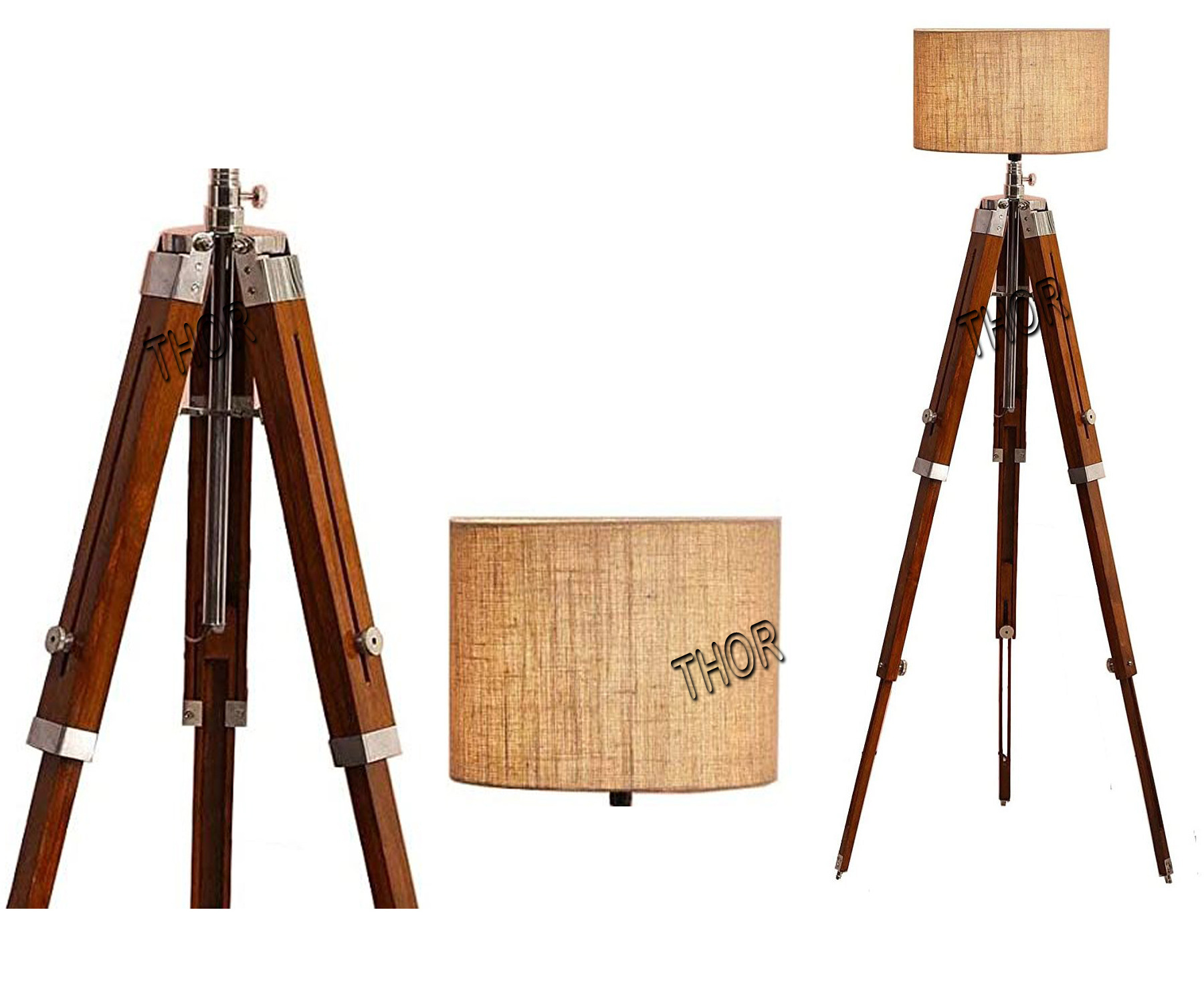 Nautical Tripod Floor  Wooden Stand With Shade Bedroom Decor Floor Lamps for Living Room Modern Standing Lamp with Shade