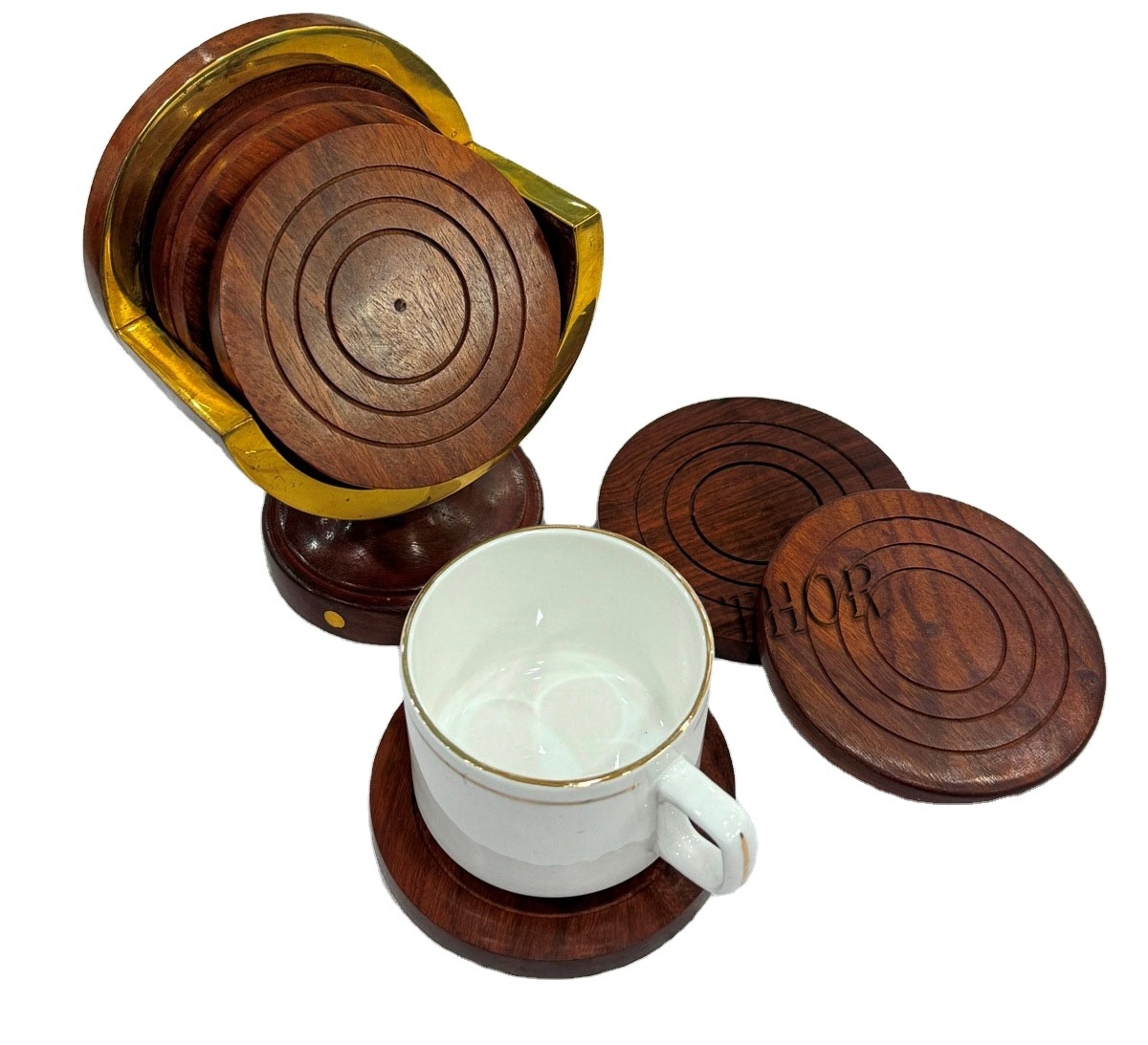 Wooden Coasters for Drinks Natural  Wood Drink Coaster Set for Drinking Glasses Tabletop Protection for Any Table Type Set of 4