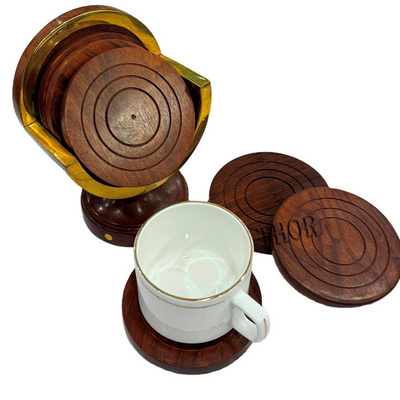 Wooden Coasters for Drinks Natural  Wood Drink Coaster Set for Drinking Glasses Tabletop Protection for Any Table Type Set of 4