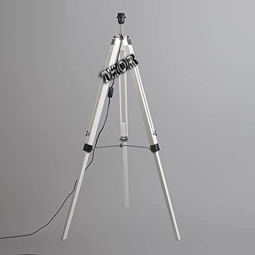 Nautical Adjustable Tripod Floor Lamp with White Tripod Stand Standing Floor Lamp Wood Living Room Decor