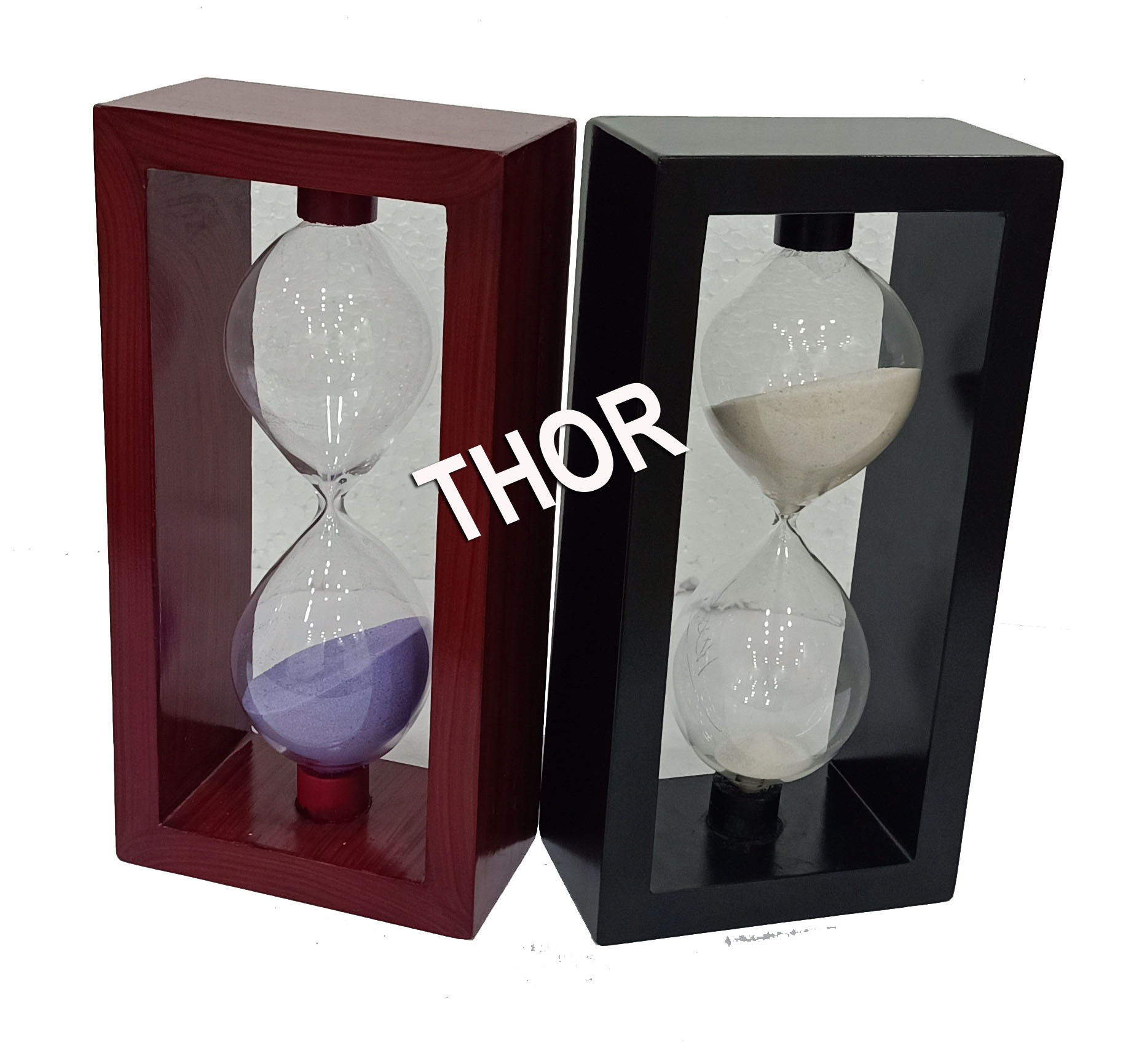 Sand Time Wood Frame Hourglass Sand Timer 5 Minutes Set of 2 Home Decoration+Acrylic Sand Timer Sandy Clock Gift