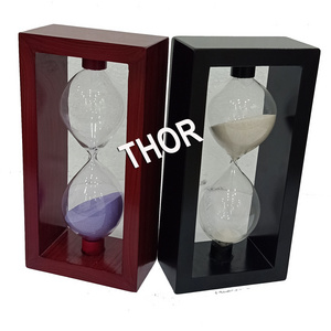 Sand Time Wood Frame Hourglass Sand Timer 5 Minutes Set of 2 Home Decoration+Acrylic Sand Timer Sandy Clock Gift