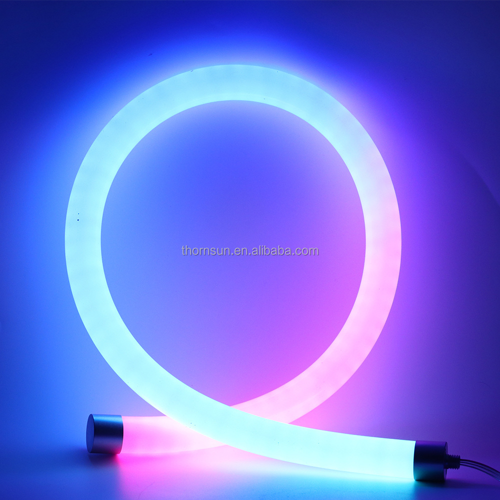 Flexible LED Neon Flex Lights 24VDC 40mm Round 360 degree addressable  digital silicon  Neon Strip LED lighting IP67 waterproof