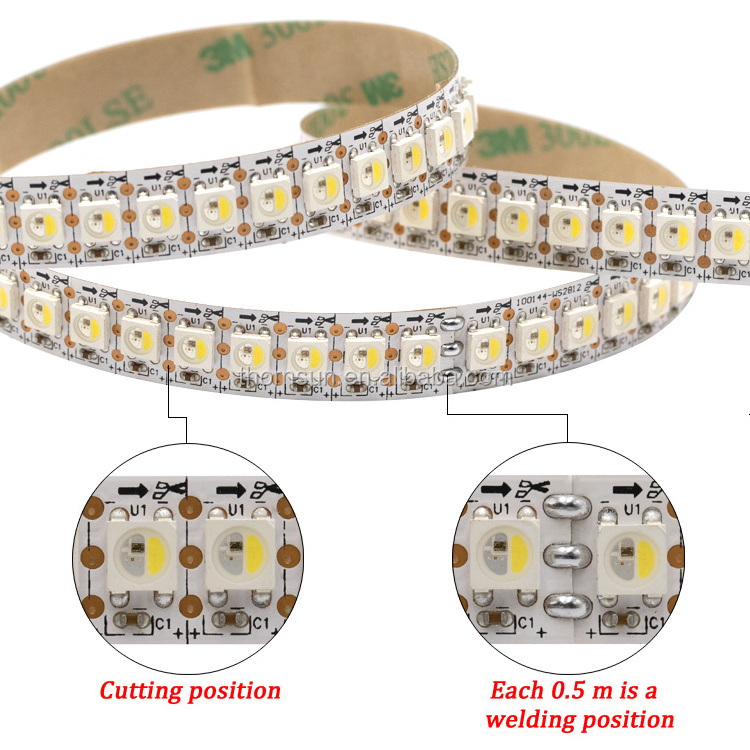 Sk6812 rgbnw 6500k magic rgbww 5050 smd led tape stripe strip light 144 led/m 1m black