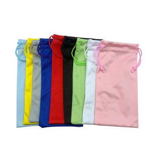 Wholesale Ready Goods 9*18cm Soft Drawstring Custom Microfiber Eye Glasses Sunglasses Bag Pouch Case