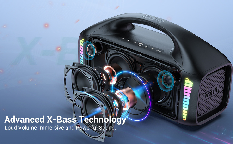 Tribit Stormbox Blast  90W Loud Bluetooth Speaker Outdoor Speaker with RGB Light Show XBass  IPX7 Waterproof Speak