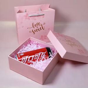 Custom Printed Pink Cardboard Gold Foil Wedding Gift Box Packaging with Lid Boxes