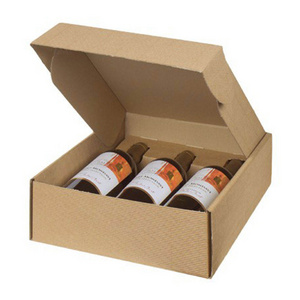 OEM Private Logo Cardboard Paper Packaging 3 Bottles Wine Shipping Box For Logistic