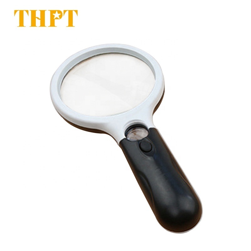 3X 45X Led Light Handheld High Magnification Reading Plastic Magnifying Glass Double Lens Magnifiers With Light