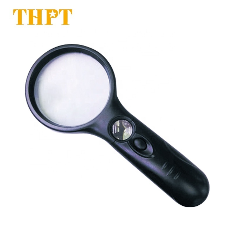 3X 45X Led Light Handheld High Magnification Reading Plastic Magnifying Glass Double Lens Magnifiers With Light