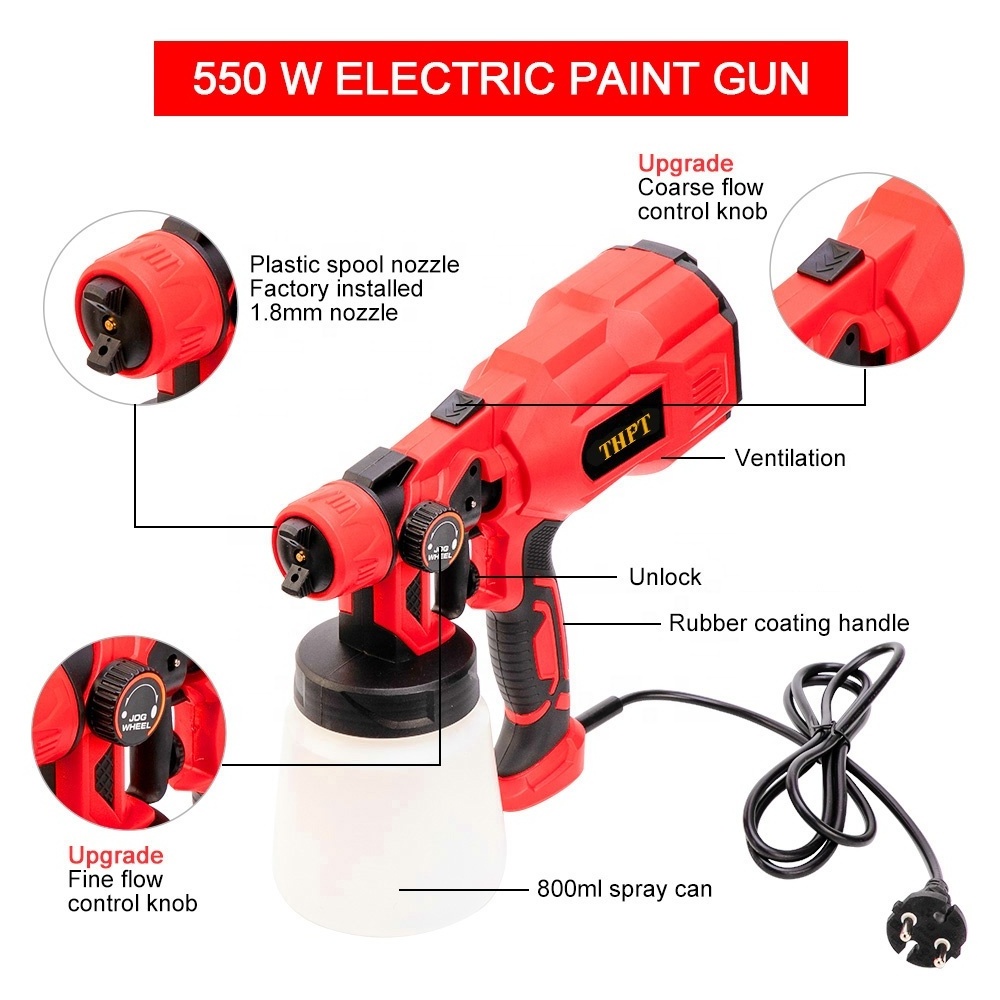 220V 550w Indoor Outdoor Painting Power Tool Electric Spray Gun Paint Sprayer Painting Spray Gun