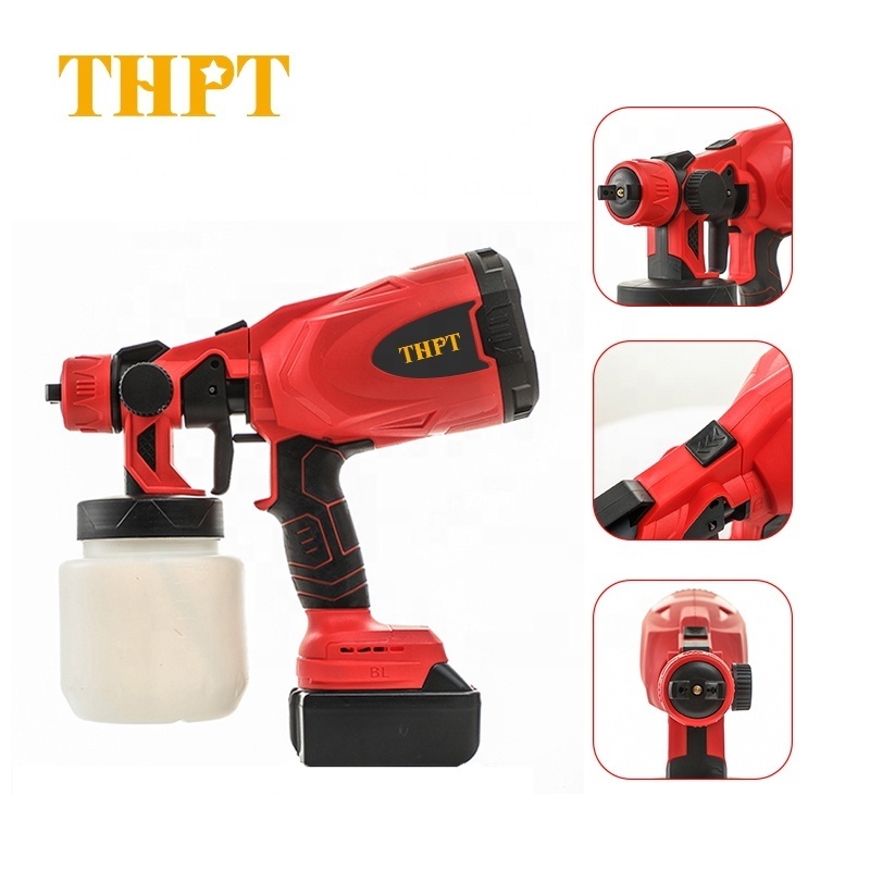 THPT 120W Brushless Electric Cordless Power Spray Gun Paint Sprayer Painting Spray Gun