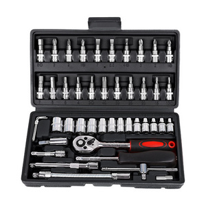 46 Pcs Ratchet Socket Set 1/4" Tool Kit Toolbox Case Wrench Spanners Car Repair Mechanics