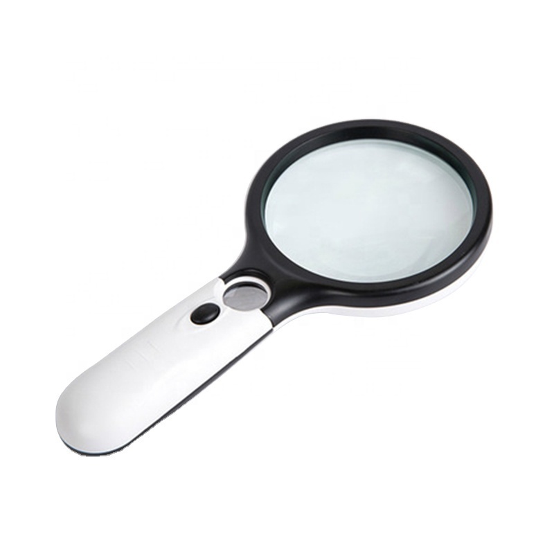 3X 45X Led Light Handheld High Magnification Reading Plastic Magnifying Glass Double Lens Magnifiers With Light