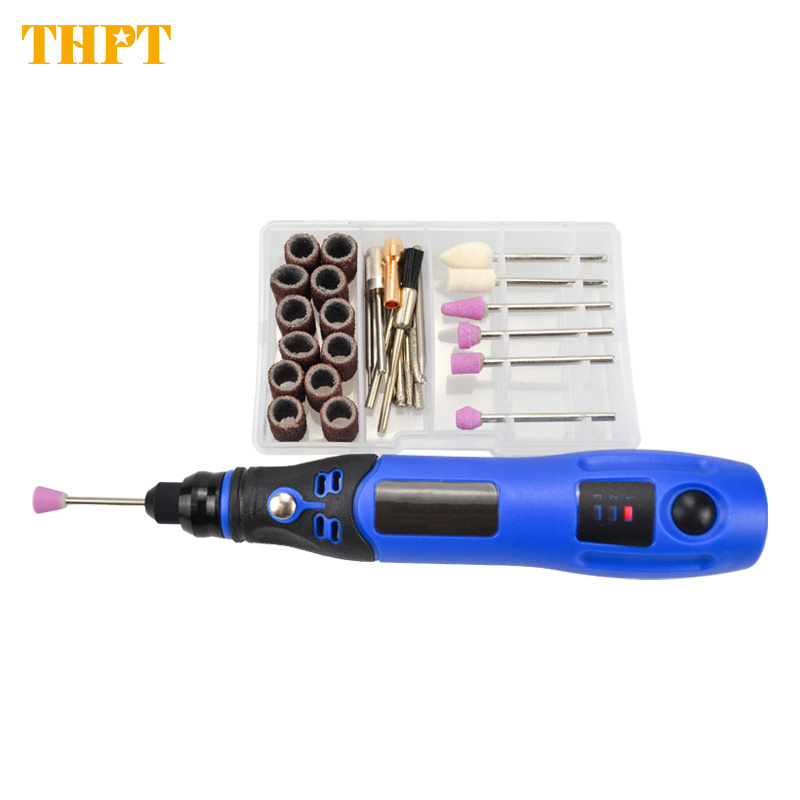 THPT DC 5V Mini Electric Grinder Polisher Drill Variable Engraving Pen Tools Electric Drill Kit Variable Speed Grinder Pen