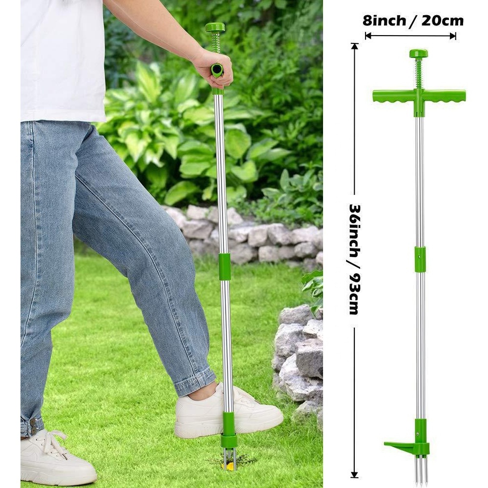 Outdoor Portable Multifunction Weeder Transplant Aluminium Lawn Stand Up Root Claw Weeder Remover Weed Puller For Garden