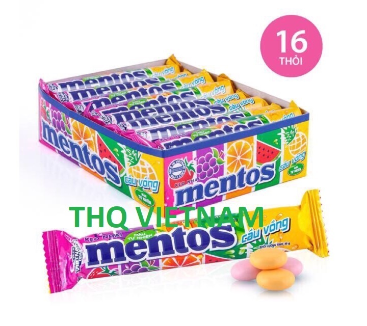 [THQvn] Mentoz Chewing gum  Rainbow/Mint 30gr x 16 rolls x 24 packs/ carton