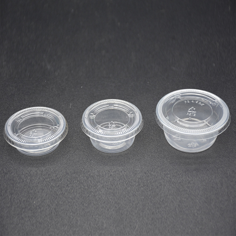 Disposable PP Sauce Cups  Plastic Sauce Container with connected lid soy sauce cup