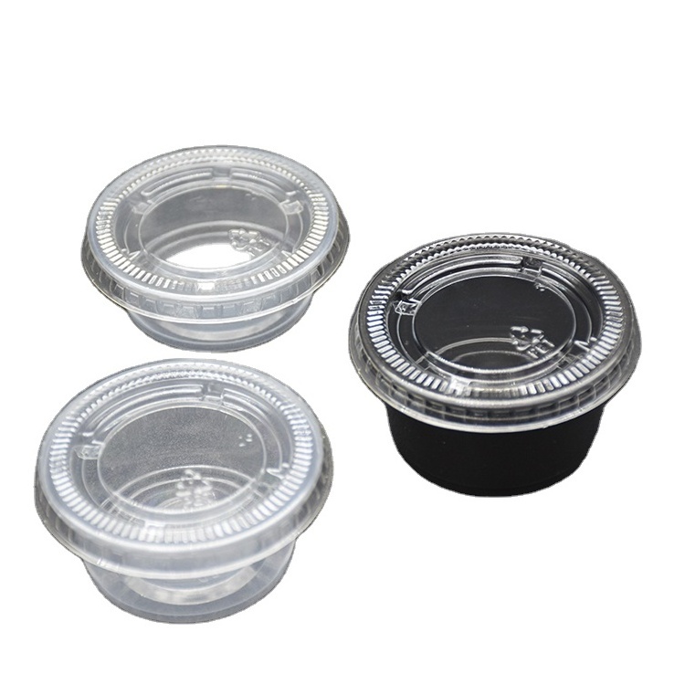 Disposable PP Sauce Cups  Plastic Sauce Container with connected lid soy sauce cup