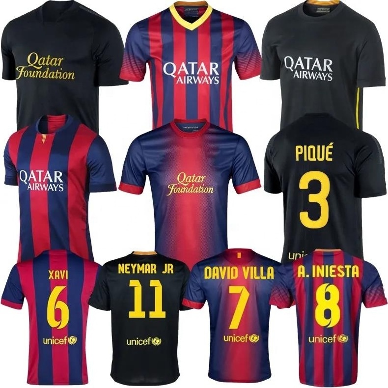 Xavi Alexis Neymar jr Retro soccer jerseys Iniesta home David Villa MESSI DANI ALVE S PUYOL vintage football shirt jerseys