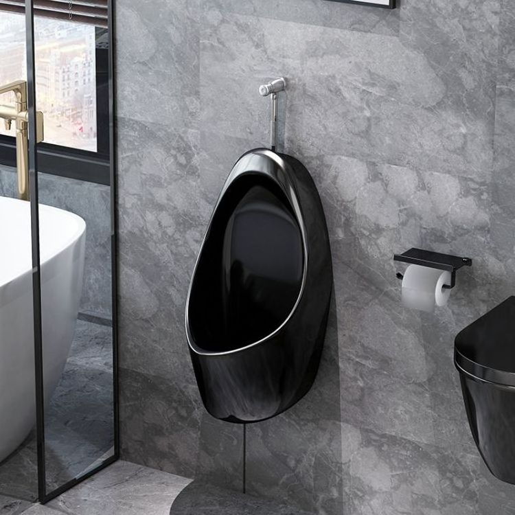 Factory one piece toilet black color wc pissing toilet urinal Popular wall-hung urinal black colored wc urinal sensor flush