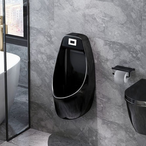 Factory one piece toilet black color wc pissing toilet urinal Popular wall-hung urinal black colored wc urinal sensor flush