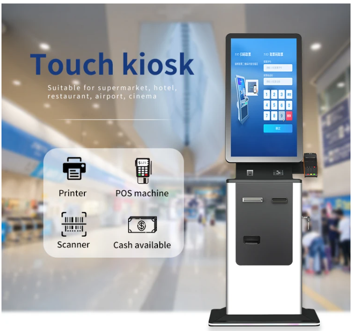 Crtly ticket machine touch kisok cash exchange machine currency exchange machineatm machine withdrawal payment  cash acceptor