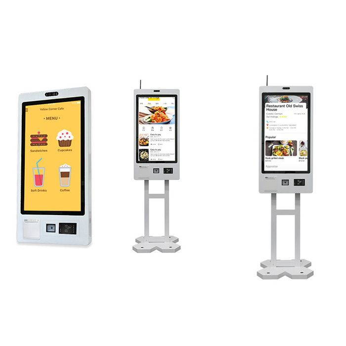 Crtly OEM touch screen order payment machine NFC card reader QR scanner self ordering kiosk in restaurant solution