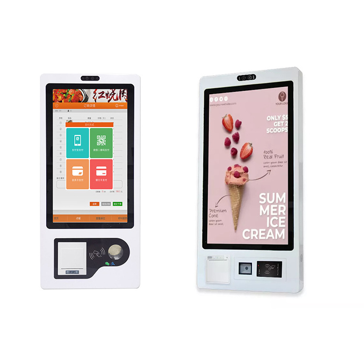 Crtly OEM touch screen order payment machine NFC card reader QR scanner self ordering kiosk in restaurant solution