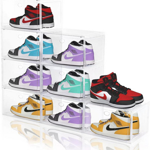 USA Stock Drop Shipping Clear Plastic Shoes Box Figures Storage Bins Acrylic Containers Sneakers Boxes with Magnetic function