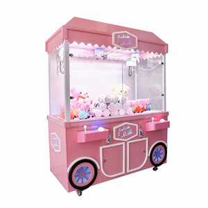 Threeplus double players coin operated sweet style milk cart doll prize vending claw crane game machine for sale