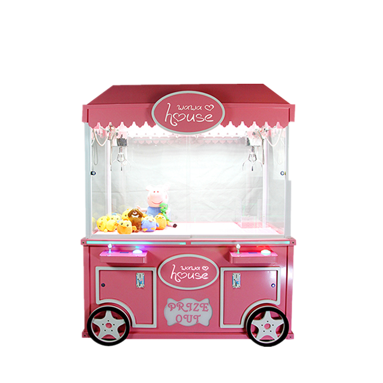 Threeplus double players coin operated sweet style milk cart doll prize vending claw crane game machine for sale