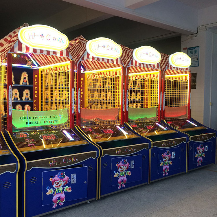 Threeplus indoor coin operated toss coin hit the clown arcade game machine