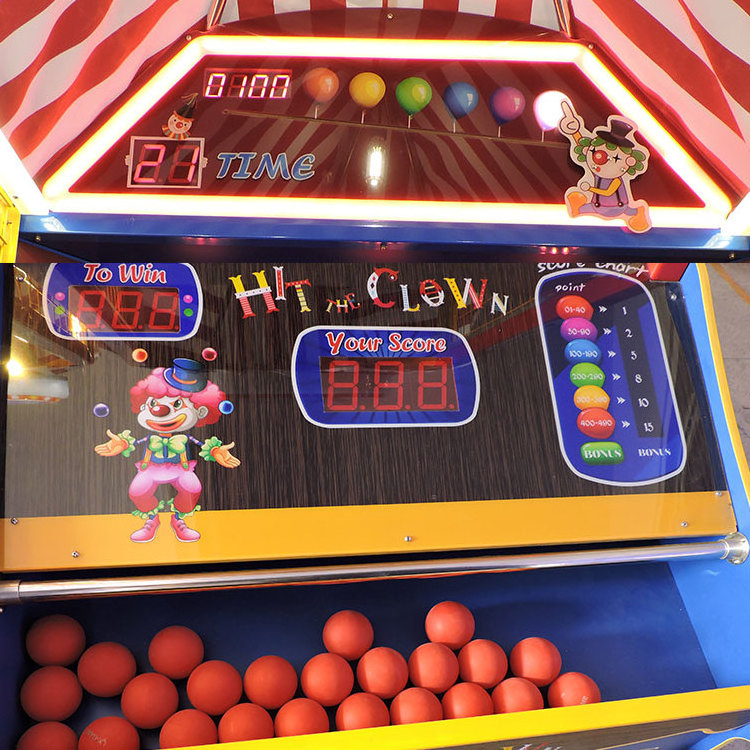 Threeplus indoor coin operated toss coin hit the clown arcade game machine