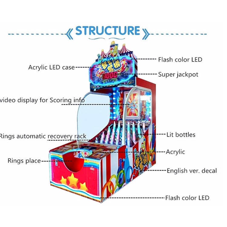 Threeplus coin operated carnival hit the clown redemption lottery ticket machine for sale