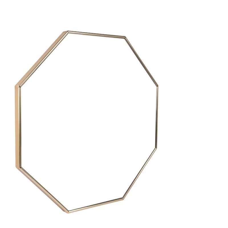 Modern luxury hotel bathroom decorative antique hexagon shape gold frame wall mirror