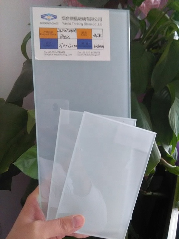 3mm+pvb film+3mm 6.38mm milk white obscure laminated glass for bedroom door