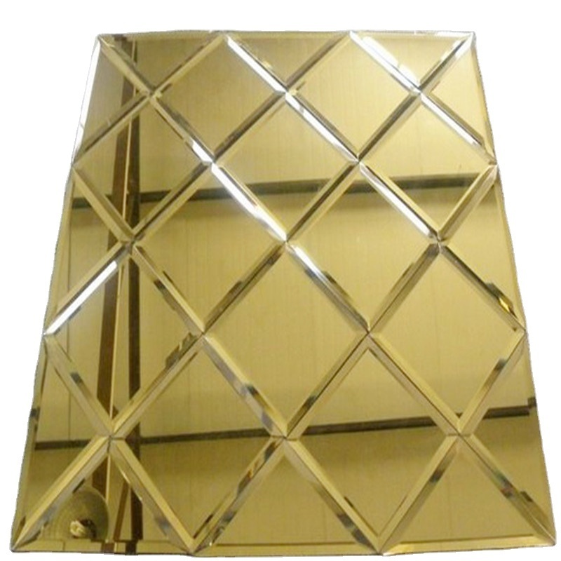 Small cut size custom square shape bevel edges 4mm gold bronze silver mirror pieces for wall