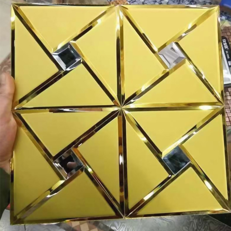 Wholesale Self Adhesive Gold Beveled Wall Mirror Tiles 30x30 cm Mirrored Mosaic Tile