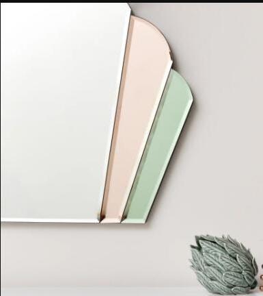 Irregular shape  tabletop dressing Art Arch Fan Glass colored  home deco Wall Mirror glass