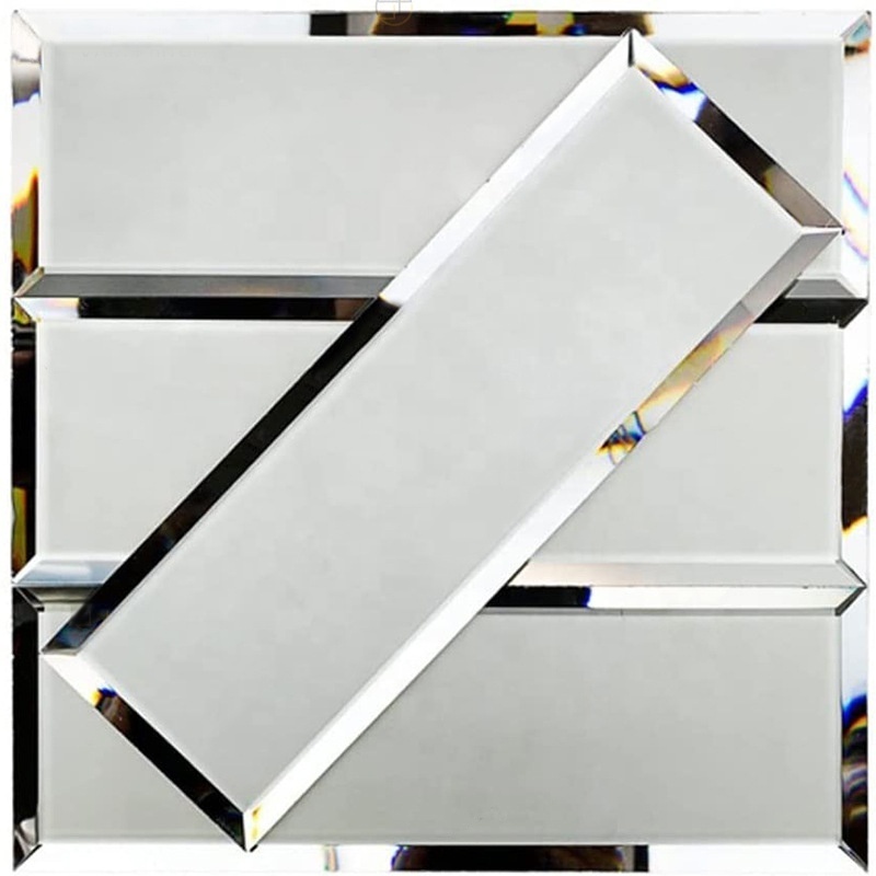 Wholesale Silver Beveled Edge Strip Mirror Glass Wall Tile Backsplash Glass Mosaic