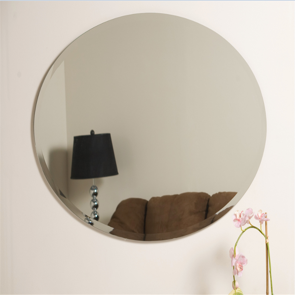 6mm silver 32 inch 28 inch extra large circle round wall mirror stick on the wall