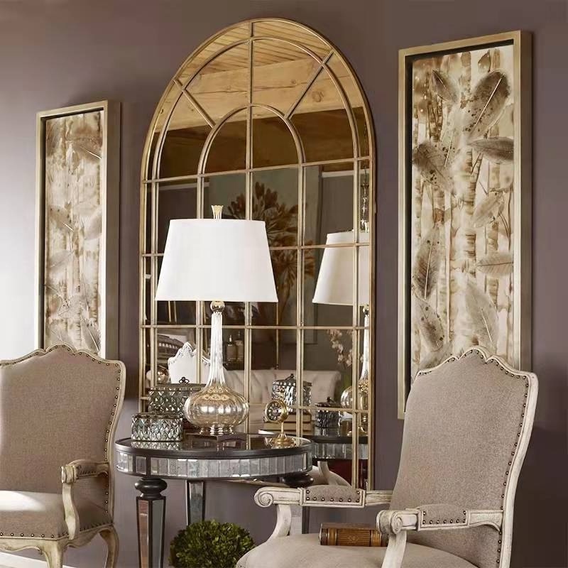 Modern Large Arched Wood Wholesale price Art Decorative Big Framed decorative Shaped Wall Mirrors