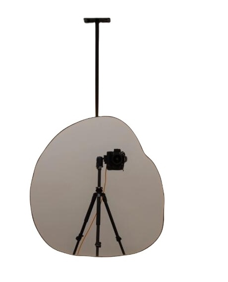 Back Illuminated  Ceiling Suspended Modern Matt Black Frameled lighted Mirror