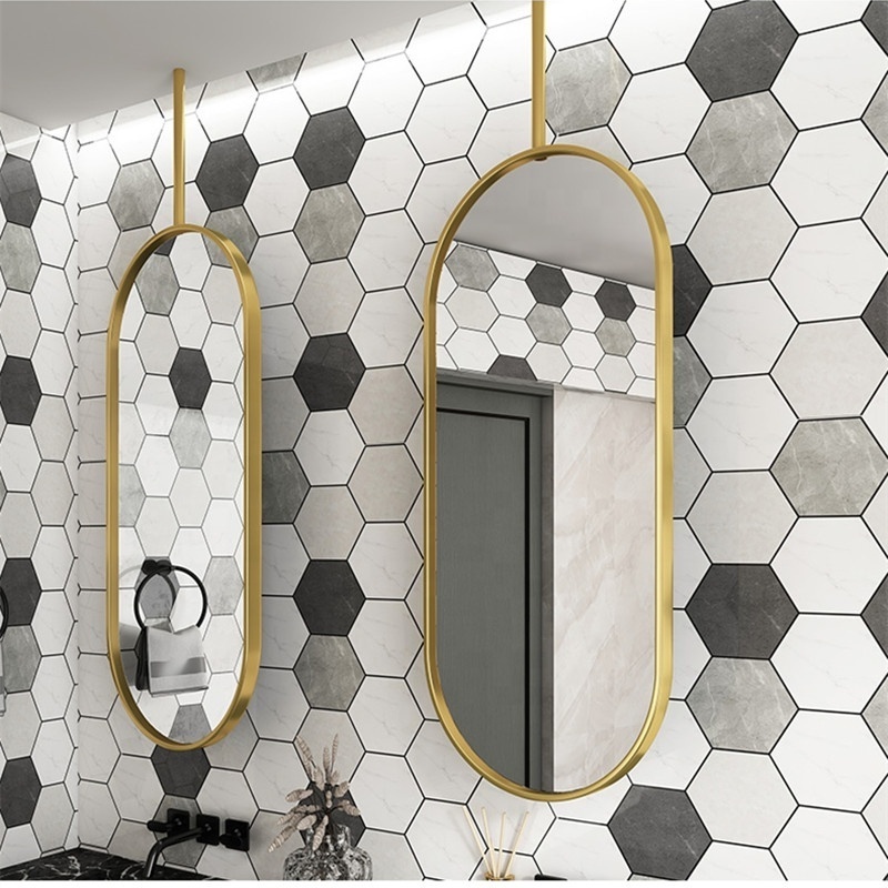 ceiling derrick customized size 40x60cm 50x60cm gold metal frame mirror for bathroom