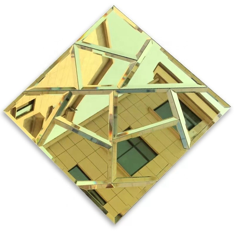 Gold Mirror Mosaic Tiles Self Adhesive 5mm Thickness Glass Mirror Tiles For Wall