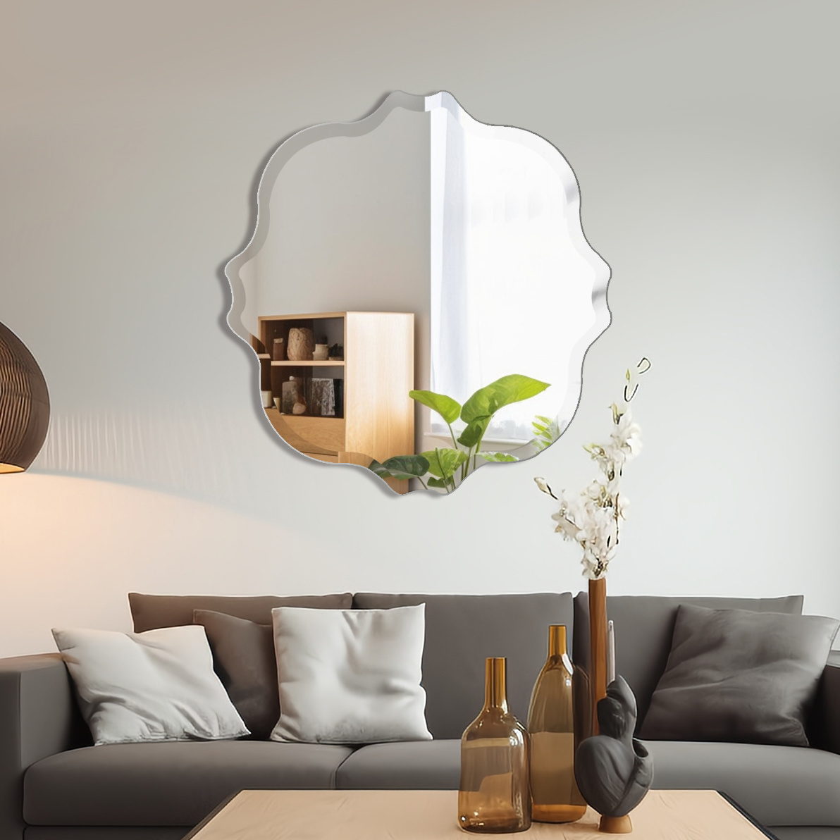 Wall Hang Frameless Small Half Round Mirror Decorative Mirror For Home Wall Decor